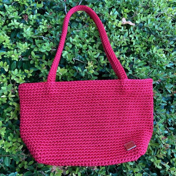 The sak mini bag red crochet minimalist pop of color - Picture 1 of 5